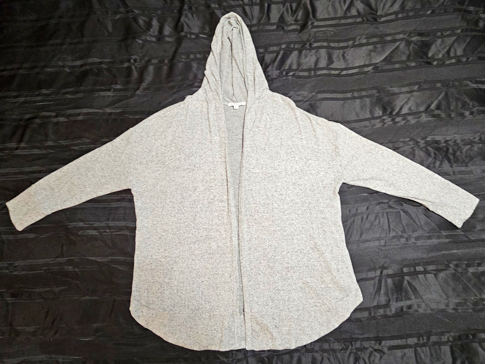 Green Envelope Gray Hooded Open-Front Knit Cardigan Hoodie Women’s Plus 1X